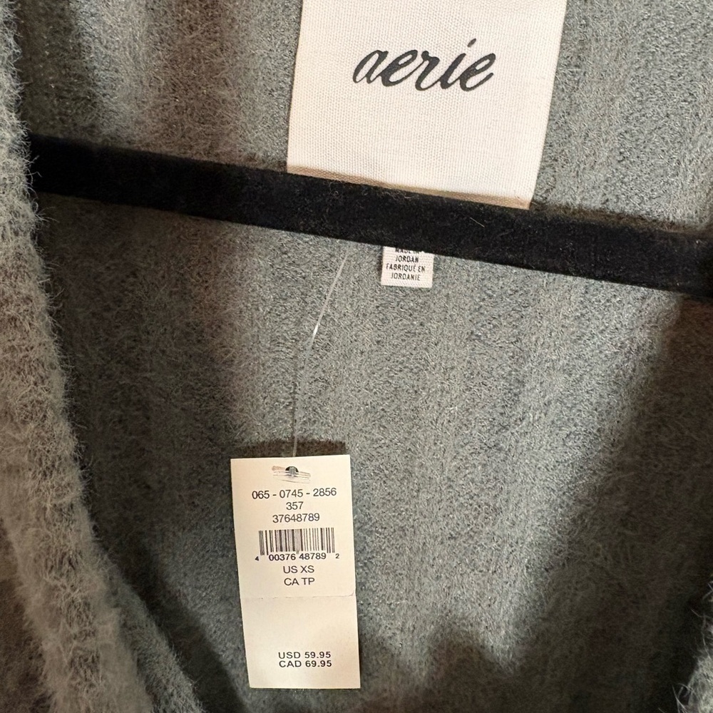 NWT Aerie super-soft sage green oversized ribbed pullover sweater size XS - Picture 4 of 4